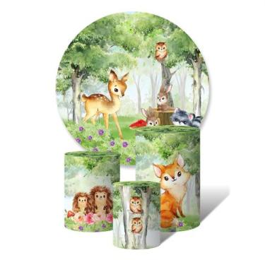 Imagem de Trio de Capas Cilíndricas + Painel Redondo Sublimado c/Elástico Animai