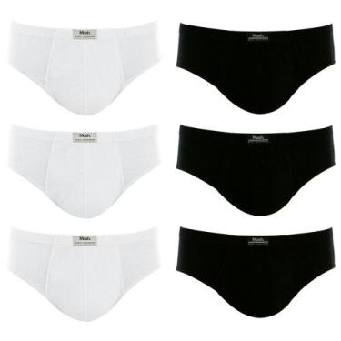 Imagem de Kit com 6 cuecas mash slip 7458 algodão, G, Branco, Preto