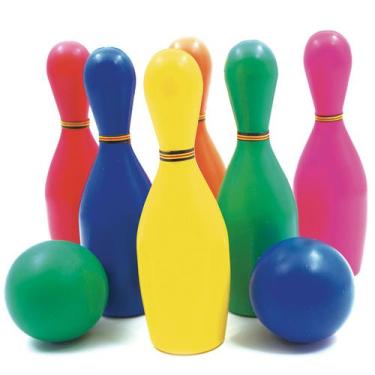 Imagem de Brinquedo Jogo de Boliche Infantil 6 Pinos e 2 Bolas Brinquedo Infanti