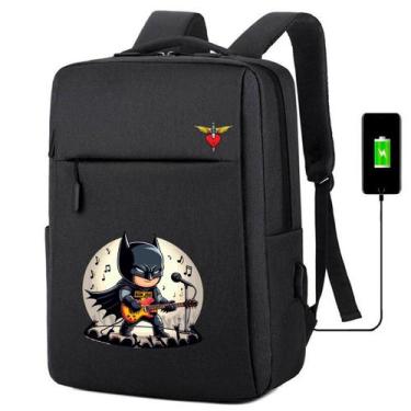 Imagem de Mochila USB Escolar Estampa Infantil Batman Notebooks, Trabalho Escola