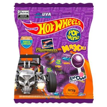 Imagem de Pirulito Pop Mania Maxxi Hot Wheels Uva c/24 - Riclan
