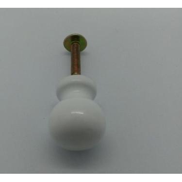 Imagem de Puxador P/móveis Bolinha Pequeno 3/4 Branco 02 Pçs com parafuso  - com