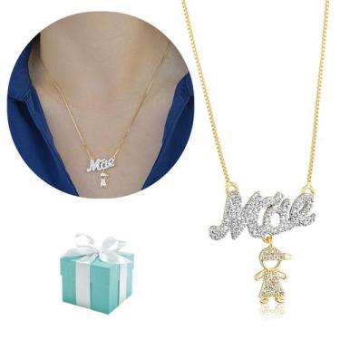 Imagem de Colar Feminino Pingente Filhos Filhas Casal Banhado Semijoia - Santo E