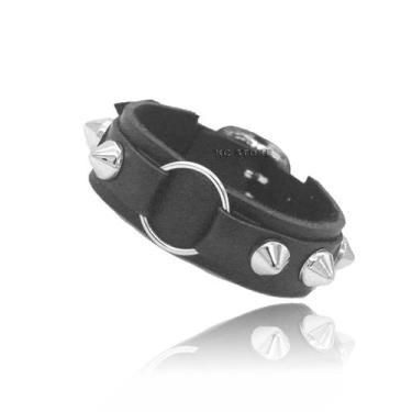 Imagem de Pulseira Spike bracelete de rock roqueiro masculina feminina em materi