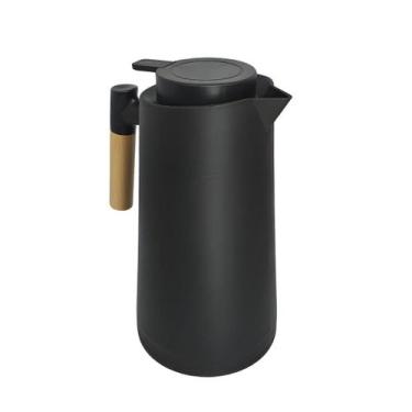 Imagem de Garrafa Térmica Bule Nórdica Plástico Cabo Madeira Café Chá Água 1L - 