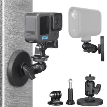 Imagem de MINIFOCUS Suporte magnético para câmera GoPro, base magnética potente com rotação de 360° cabeça esférica dupla e rosca padrão de 1/10.2 cm compatível com câmera de ação GoPro Insta360 Akaso DJI