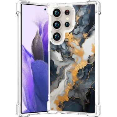 Imagem de CCFUNCASE Linda capa transparente para S24 Ultra para mulheres - Capa de telefone robusta Funda capa protetora para compatível com Samsung Galaxy S24 Ultra (redemoinhos ondulados de pedra mármore