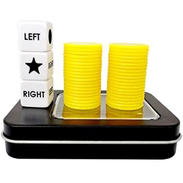 Imagem de Ahoper Left Right Center Dice Game Prime Set with 3 Dices + 40 Chips .Left on The Product Means Pass 1 chip to The Left, Right on The Product Means Pass 1 chip to The Right.(Yellow)