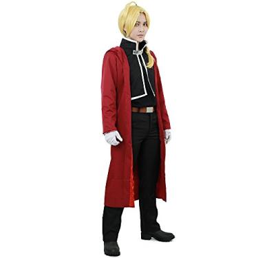 Imagem de miccostumes Traje de cosplay masculino vintage gótico Victoria sobretudo camiseta colete calça com luvas, Vermelho e preto., M