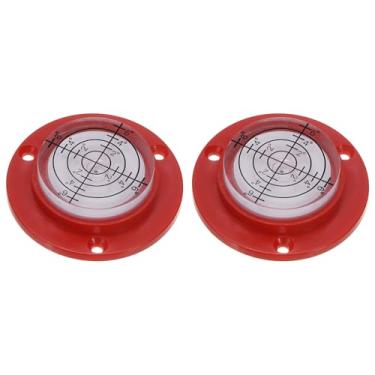 Imagem de HARFINGTON 2 peças de alta precisão horizontal nível de bolha 12 x 49 mm ferramentas de layout de medição de nível de olho de boi redondo para RV TV moldura de pendurar ferramenta nivelador, vermelho