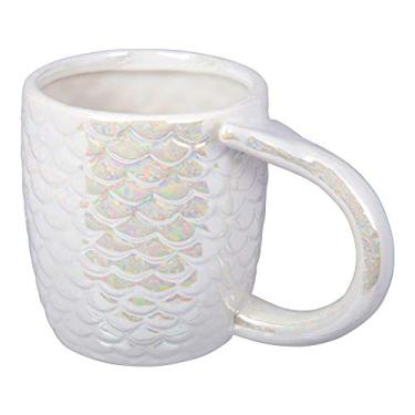 Imagem de CTG, Coleção Luciano, Caneca de sereia de cerâmica iridescente, 283 g, branca