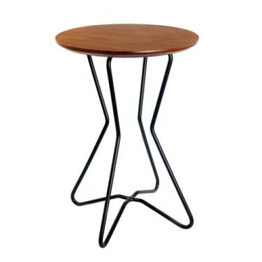 Imagem de Banco Baixo Saturno com Pés de Metal - Preto/Pinhão - Decorise