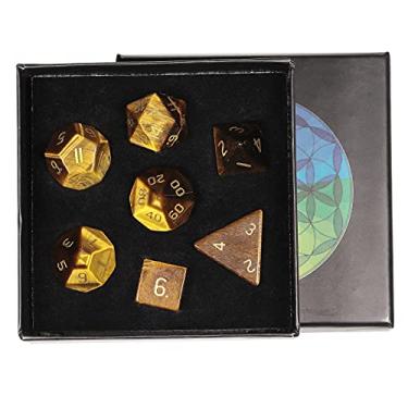 Imagem de rockcloud Tiger's Eye DND Polyhedral Dice Set of 7, Healing Crystal Stone Hand-Made Dices with Dice Box for RPG MTG Table Games Home Office Decor