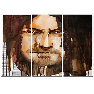 Imagem de Arte de parede em metal ilustrada H & some Guy - Retrato Digital Art - MT7595 - 71 x 91 cm 3 painéis