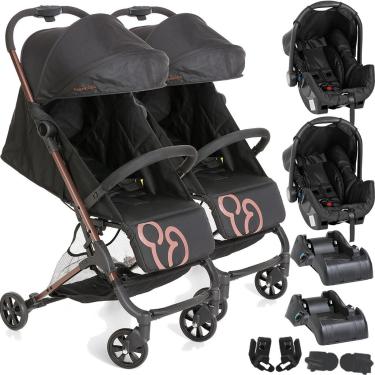 Imagem de Carrinho Gemeos Galzerano Duolee 2 Bebe Conforto 2 Bases Cobre