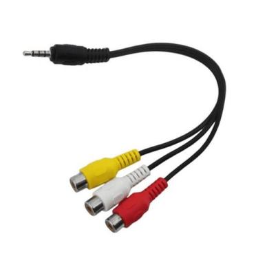 Imagem de Cabo Adaptador P3 para RCA 3 Vias Áudio e Vídeo 20cm - XTRAD