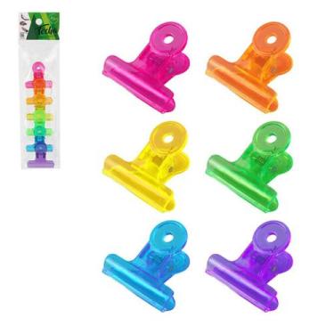 Imagem de Lacra Embalagem Prendedor de Alimentos Acrílico Colorido Com 6 Peças -