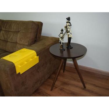 Imagem de Mesa Lateral Tampo Laqueado Para Sala Tampo 40 cm Tripé Pés Palito - I