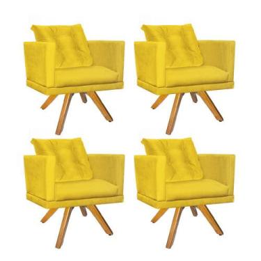 Imagem de Kit 04 Poltrona Milena Confort Base Giratória Caramelo Com Almofada Sa