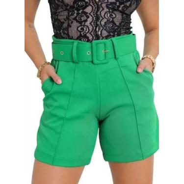 Imagem de Shortinho Feminino Alfaiataria Social Com Cinto Forrado Moda - Gigi es