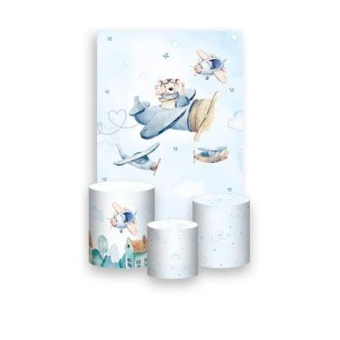 Imagem de Painel De Festa Vertical 1,50 x 2,20 + Trio De Capas Cilindro - Ursinh