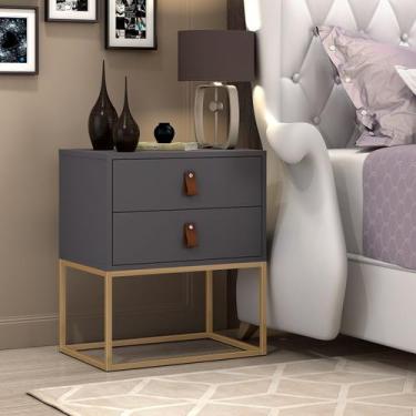 Imagem de Mesa De Cabeceira Cinza Moderno P/ Quarto Casal / Solteiro Com Puxador