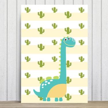Imagem de Placa Decorativa Infantil Dinossauro Baby 2 Turquesa 30x40 - Quartinho