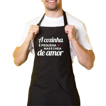 Imagem de Avental De Cozinha Churrasqueiro Preto Cozinha Cheia De Amor - Cine Co