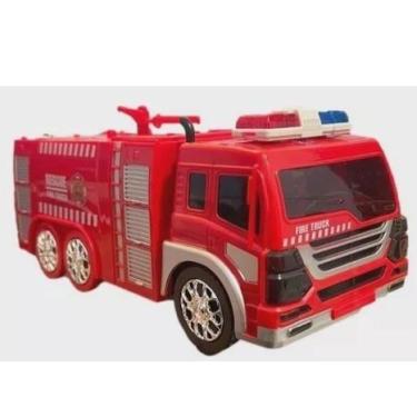 Imagem de Carro Carrinho Caminhão Bombeiro Virá Robô Com Luz E Som - toy king
