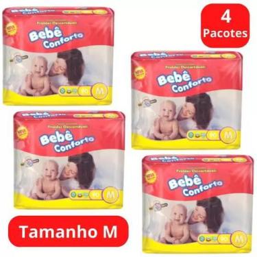 Imagem de Fralda Descartável Bebê Conforto Mega 4 Pacotes Tamanho M Com 90 Unida