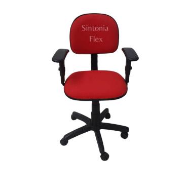 Imagem de Cadeira secretaria com regulagem de altura a gás e braço regulagem tecido vermelho