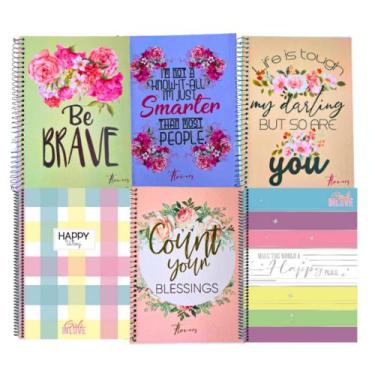 Imagem de Kit 6 Cadernos Espiral Grande Escolar Menina Capa Dura Arame - Maxima 