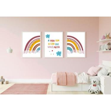 Imagem de Kit 3 Quadros Decorativos Personalizados Infantil Menino  Menina Bebê 