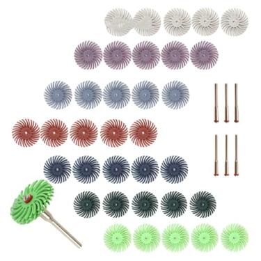 Imagem de Kit de disco de cerdas radiais de 1 polegada, escova abrasiva, 1/8 polegada, haste de 3/2,35 mm, roda de polimento detalhada para acessórios de ferramentas rotativas, grão 1000, 5 peças com haste de