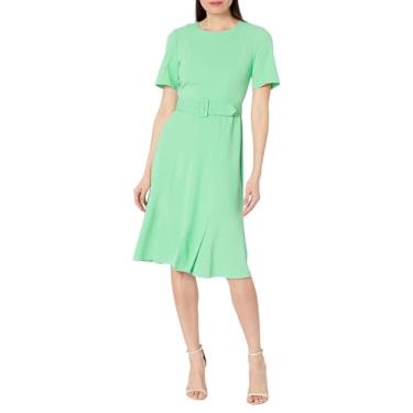 Imagem de Maggy London Vestido feminino de crepe com ajuste de manga curta e flare, Cinto - Katydid, 36