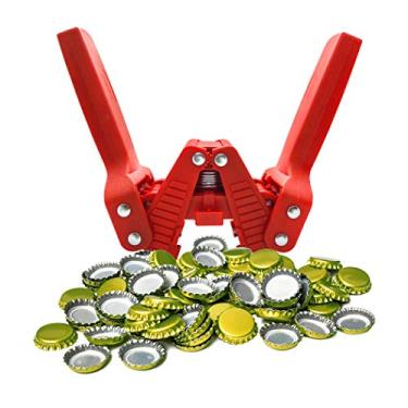 Imagem de Ferramenta manual de tampa de garrafa, tampa manual de alavanca dupla com 144 tampas de garrafa de cerveja para fabricação doméstica, seladora de garrafas (tampa de garrafa-1)