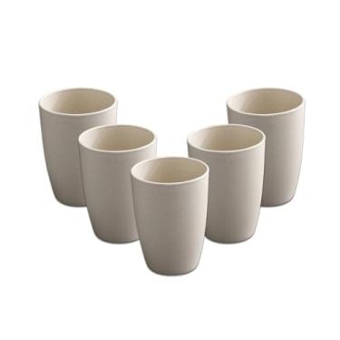 Imagem de Zgwansui Conjunto de 5 copos de palha de trigo, copos pequenos reutilizáveis de 350 ml, seguros para lava-louças, copos de água empilháveis de plástico inquebráveis, copos de escova de dentes de