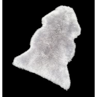 Imagem de WL&ALLEN Tapete grande de pele de carneiro genuíno, espesso e exuberante pelo de 7,6 cm, peles australianas de luxo | Tapetes grandes de lã de pele de carneiro (pele única grande 60 cm x 90 cm, cinza)