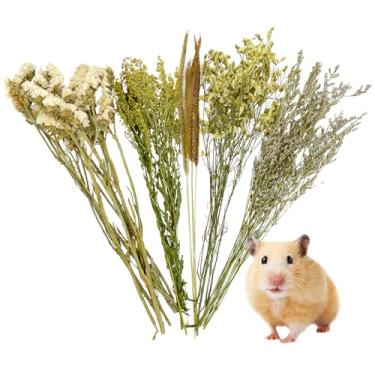Imagem de Fhiny Roupa de cama natural para hamster, flores e ervas, hamster, sprays de hamster, acessórios de decoração de habitat de gerbil para hamster sírio anão, ratos gerbil, ratos Degus Lemming ou outros