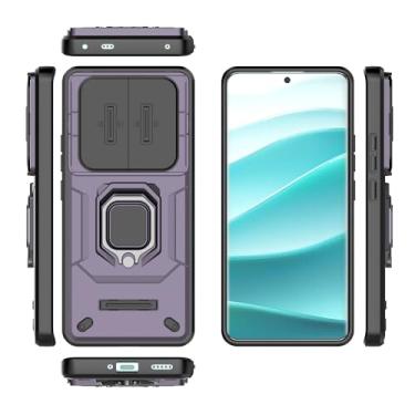 Imagem de Compatível Com Xiaomi Redmi Note 14 Pro Plus 5G (versão Doméstica) Capa De Telefone Slim Case Kickstand Phone Case PC E TPU Phone Case Cover Push Window Phone Case(Purple)