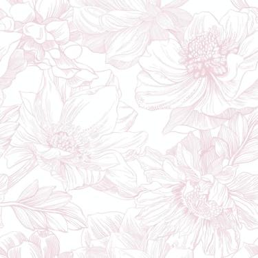 Imagem de Ismoon Papel de parede floral grande boho branco/rosa papel de contato 17,3 x 32,1 m removível autoadesivo armário quarto armário mural decoração parede rolo de vinil