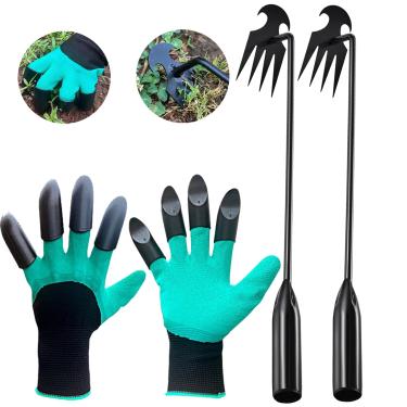 Imagem de Ferramenta de desenraizamento de artefato de remoção de ervas daninhas de aço inoxidável, extrator de ervas daninhas forjado de aço inoxidável, capinador de 4 dentes de dupla finalidade, ferramenta de