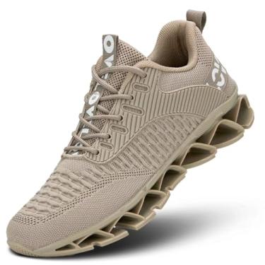 Imagem de Chopben Tênis de corrida masculino Blade antiderrapante, moderno, de malha respirável, sola macia, casual, atlético, Z73 cáqui, 44