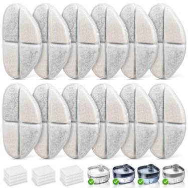 Imagem de 12 pacotes de filtros de substituição e 12 pacotes de esponjas de bomba para fonte de água FEELNEEDY 7L/1,8 Gal para cães (FN-W05)