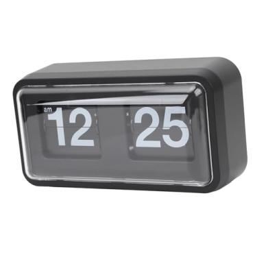 Imagem de Relógio retrô Flip, Multifuncional, Elegante e Inovador, Relógio de Mesa Mecânico Com Capa Transparente, Função de Lembrete, Design retrô, ótimo para Casa ou Escritório (Preto)