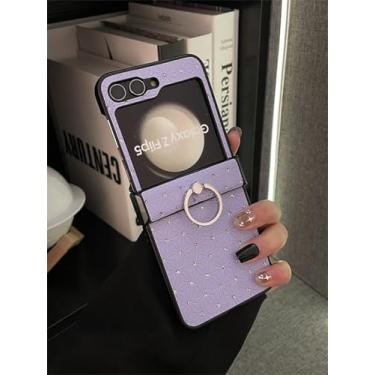 Imagem de Capa de cor sólida com anel de perfuração com glitter para Galaxy Z Flip 5 Z Flip5 Flip5 Zflip6, 1, para Samsung Galaxy Z Flip 5