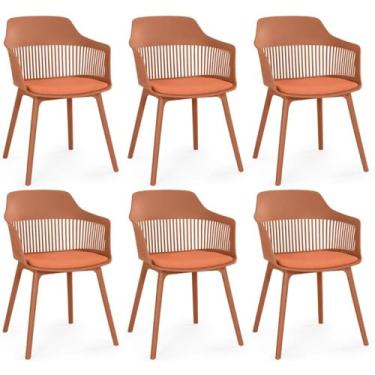 Imagem de Kit 6 Cadeiras de Jantar Estofada Marcela (Marrom)