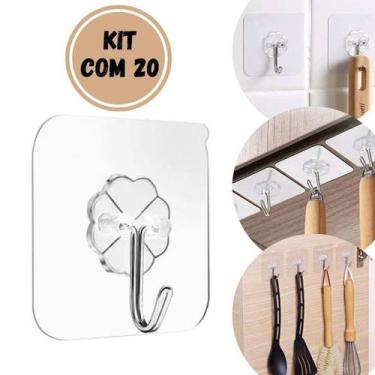 Imagem de Kit 20 Ganchos Adesivos Organizador Sem Furos Suporte Parede - MM, Tra