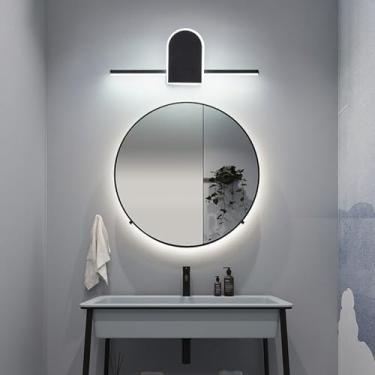 Imagem de Luminárias de vaidade do banheiro Moderno Alumínio LED Luzes de arandela de montagem na parede para iluminação de espelho Lâmpadas de cabeceira de quarto interno (Preto, L71*W15*H5 cm)