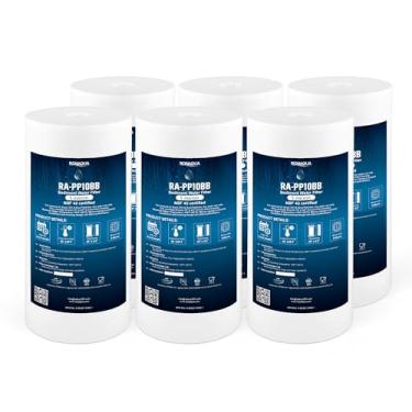 Imagem de Filtros de água de substituição de sedimentos grandes 5 mícrons cartuchos de 4,5" x 10" bem combinados com RFC-BBSA, W15-PR, WFHD13001B, GXWH35F, GXWH30C, HF45-10BLBK10PR e AP817 (pacote com 6, 10")